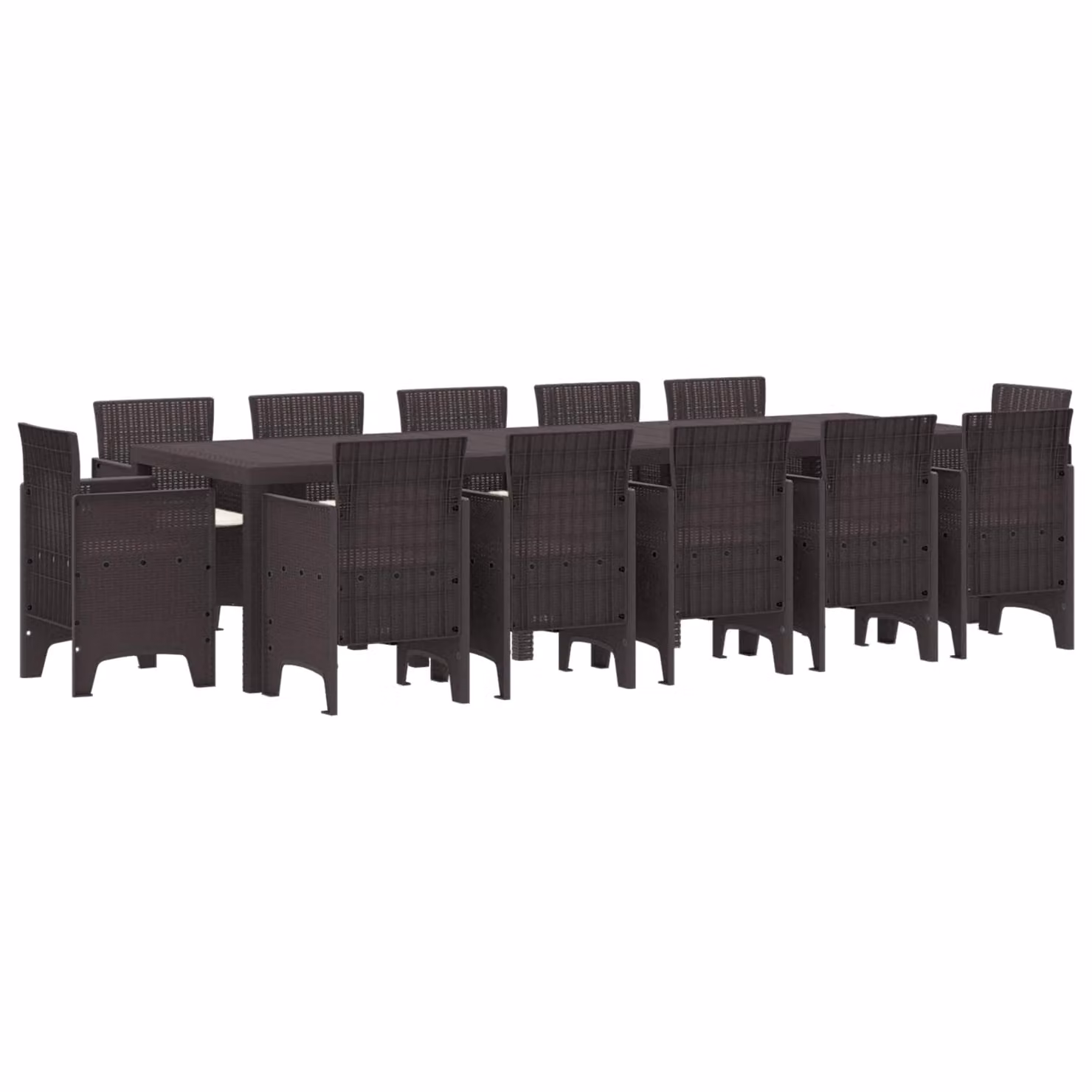 Set da pranzo per giardino e terrazza vidaXL in rattan marrone con 13 pezzi – 1