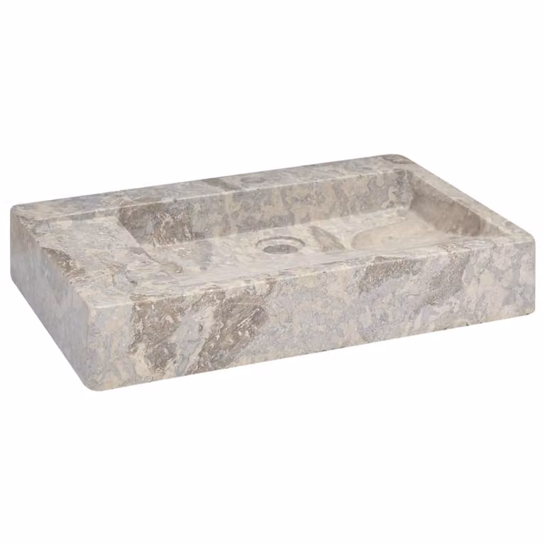The Living Store Lavabo Grigio 58x39x10 cm Marmo