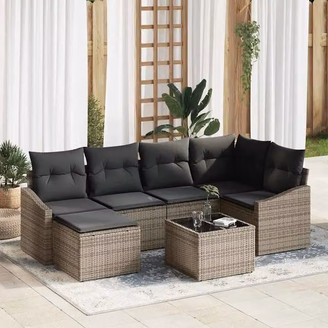 Set da Pranzo per Giardino 7 pz Grigio chiaro 3355468