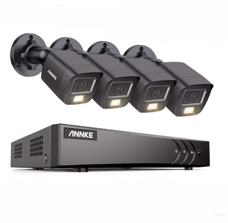 Kit di telecamere di sicurezza – 4 telecamere da 3K, 5MP – Rilevamento di persone e veicoli – Visione notturna con doppia illuminazione