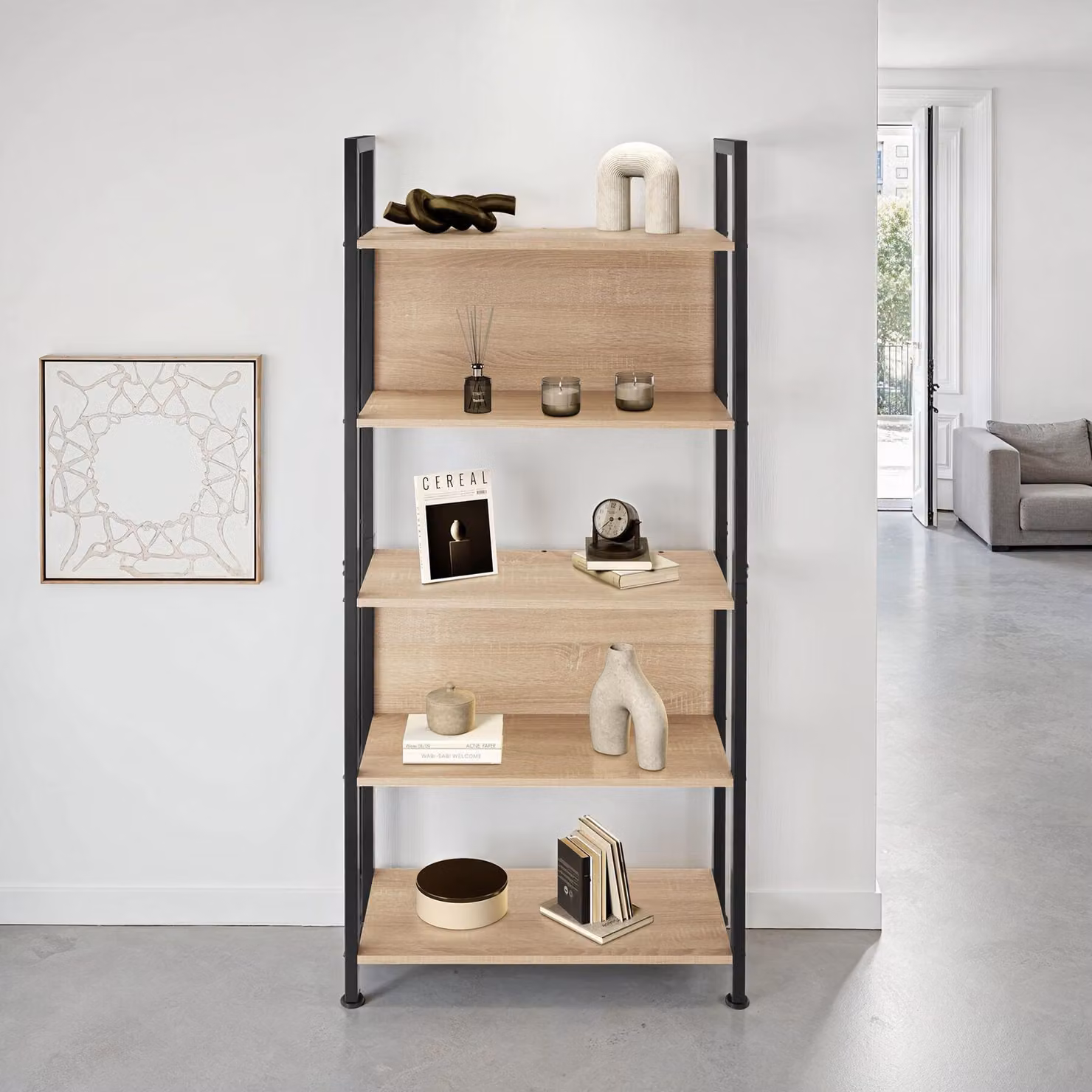 Scaffalatura Westport tectake in stile industriale, colore rovere e marrone, L: 62 cm, P: 24 cm, H: 165,5 cm – 2