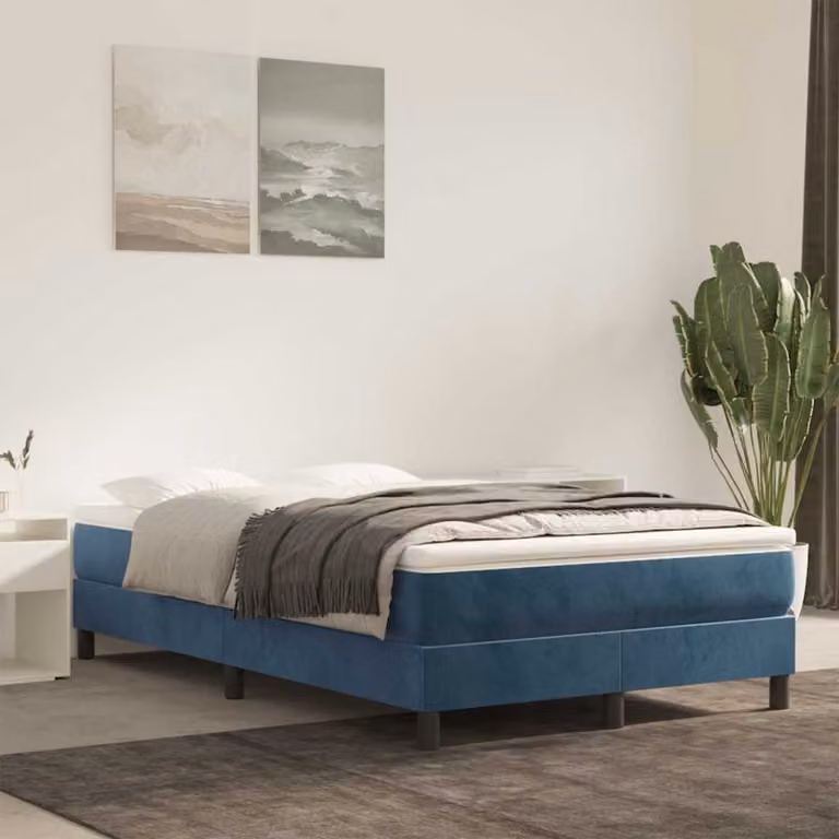 vidaXL Materasso a molle insacchettate in tessuto blu scuro L: 120 cm, P: 210 cm, H: 20 cm