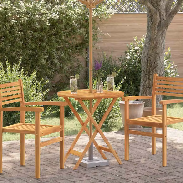 vidaXL Tavolo da Giardino Pieghevole Rotondo in Legno di Eucalipto Trattato, Marrone, Ø 60 cm, H 75 cm