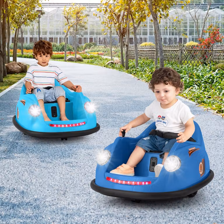 Auto elettrica da urto Costway per bambini 12V con telecomando, luci LED e rotazione a 360°, Blu