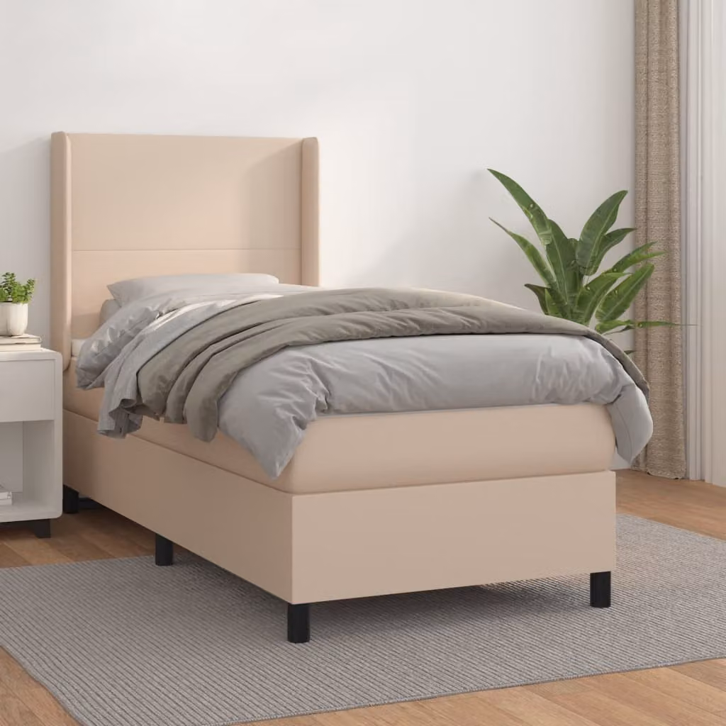 The Living Store Letto a molle insacchettate Materasso cappuccino marrone 100x200cm Similcuoio