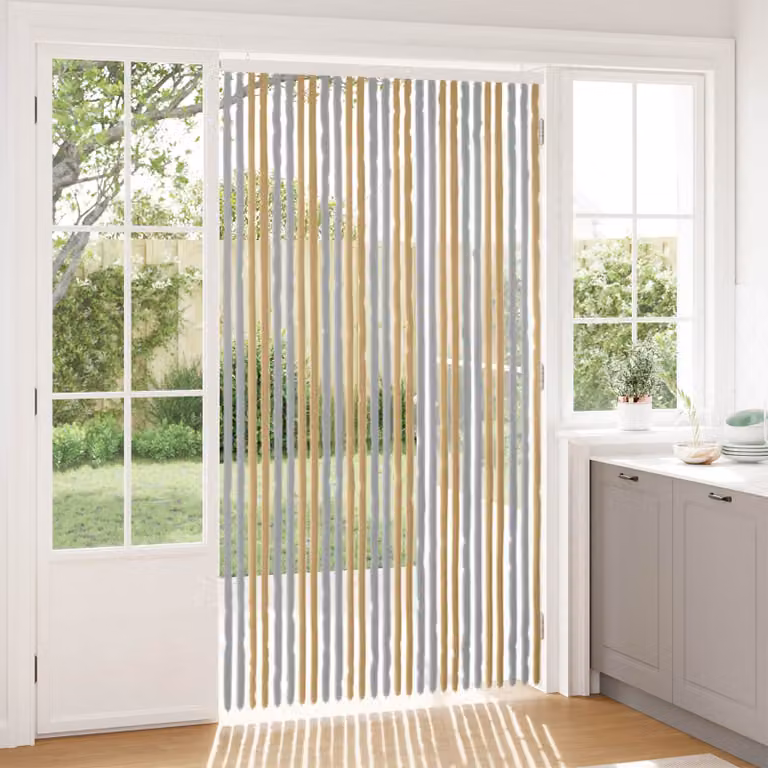 Tenda per insetti a strisce vidaXL in chenille Grigio e Beige L: 118 cm, H: 220 cm