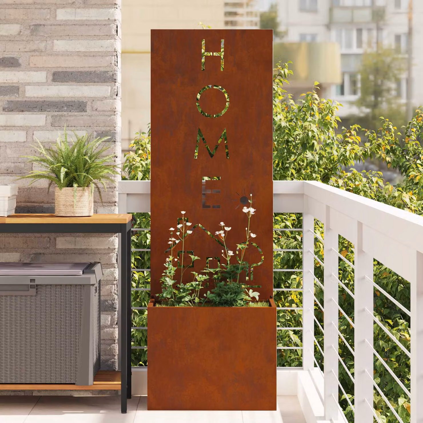 vidaXL Paravent per privacy in giardino in acciaio marrone L: 50 cm, P: 32 cm, H: 150 cm