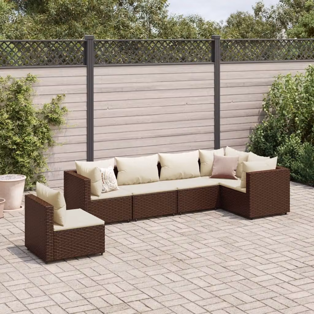 Maison Exclusive - Set da giardino 6 pezzi con cuscini Marrone Poly Rattan