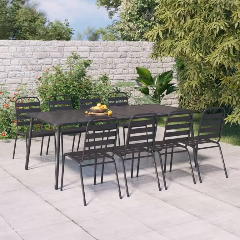 The Living Store tavolo da giardino antracite 200x100x71 cm in acciaio