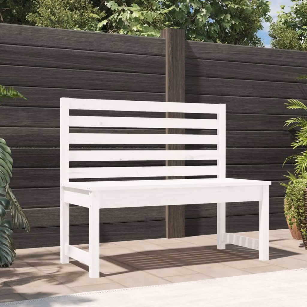 vidaXL Panca da Giardino in Legno di Pino Bianco Lacqué, L: 109 cm