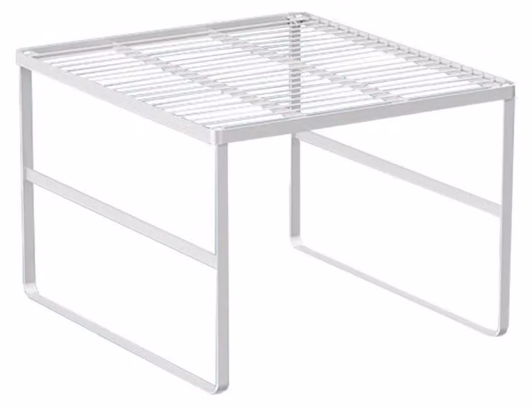 Armadietto da cucina, ripiano di stoccaggio impilabile, scaffale per spezie in metallo, organizer robusto, salvaspazio, colore bianco, dimensioni 39 x 44 x 30,5 cm