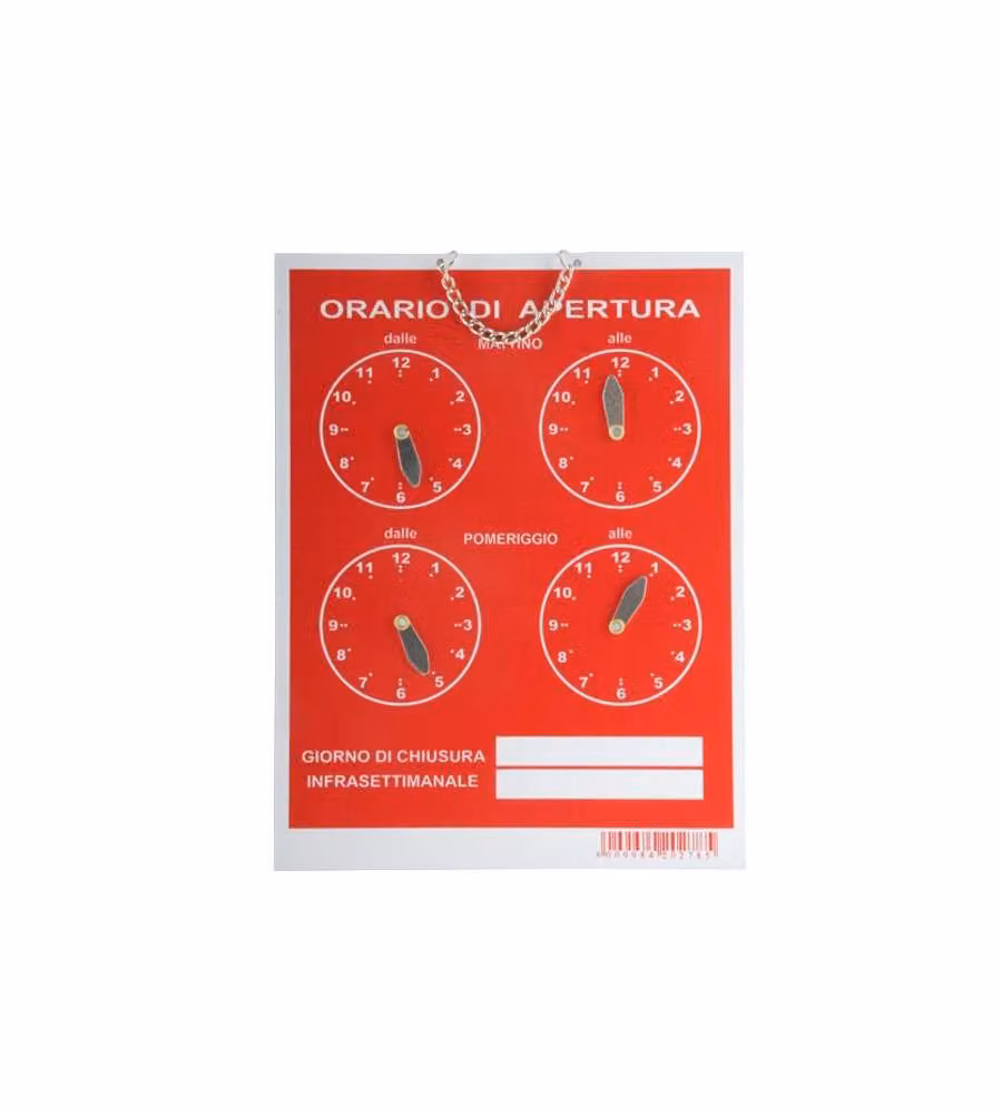 Cartello Orario con 4 Orologi Tempopol Blu cm 16x21