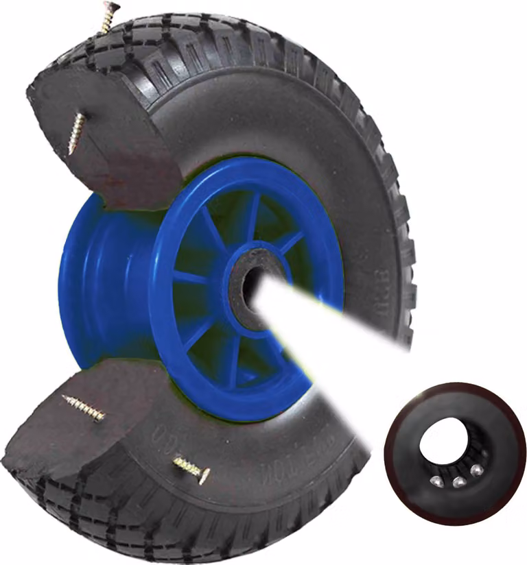 Ruota per carrello a mano Ruota inPoliuretano260x85 mm 3.00-4 75 mm mozzo centrato Ø 20 mm blu gomma piena carrello a mano
