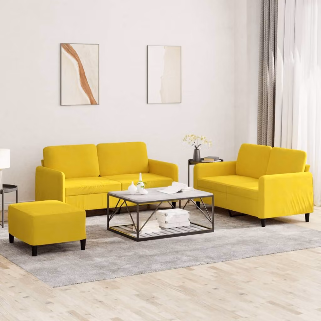 Maison Exclusive - Set divano 3 pezzi in velluto giallo