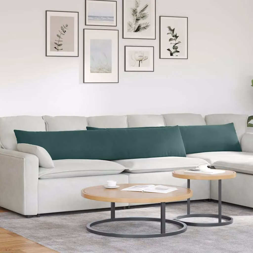 Set di 2 cuscini da divano vidaXL in velluto a coste verde, L 200 cm x P 40 cm