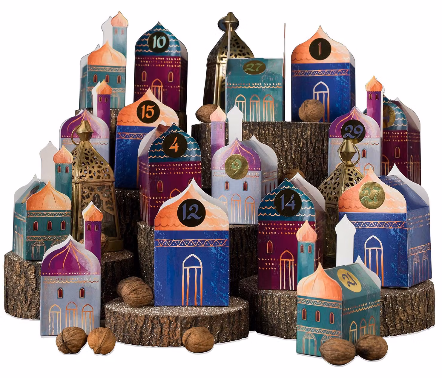 Calendario di Ramadan fai-da-te con 30 scatoline colorate pieghevoli