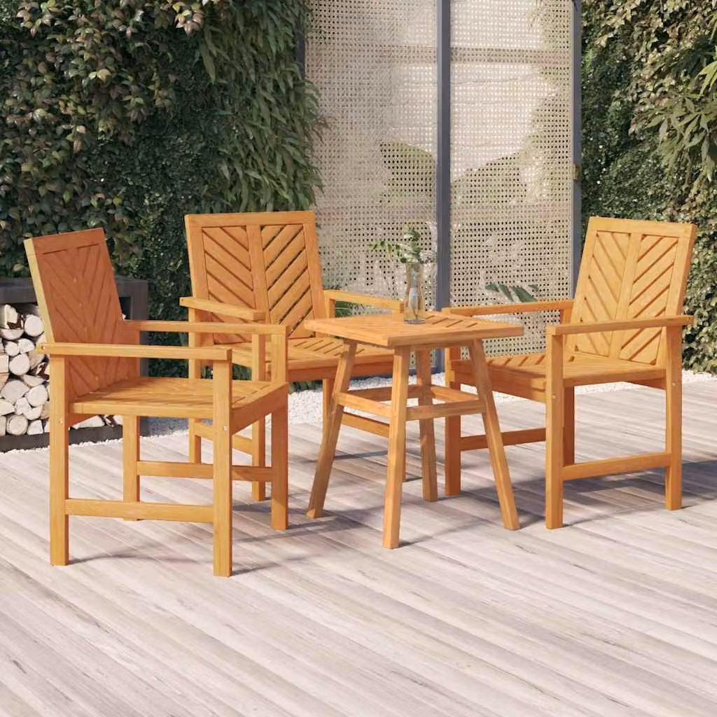 Set di 3 sedie da giardino vidaXL in legno di acacia oliato marrone con braccioli