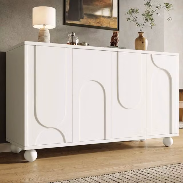 Mobile contenitore Minimal per soggiorno e sala da pranzo bianco con ripiani regolabili L: 120 cm, P: 35 cm, H: 71 cm – 1
