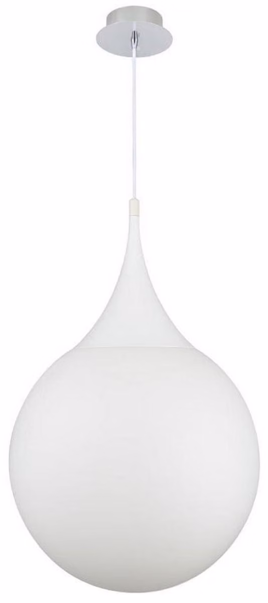 Casa Padrino LED a sospensione argento / bianco Ø 40 x H. 150 cm - Lampada a sospensione con paralume in vetro satinato