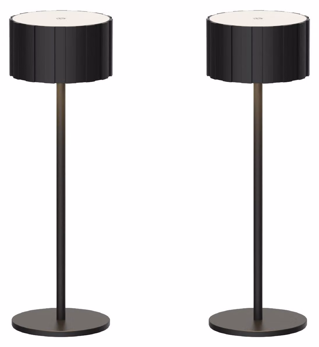 Luxus Europe - Lampada da tavolo Tinos - Set da 2 pezzi, colore nero - Lampada da tavolo senza fili, adatta per interni ed esterni – Ricaricabile