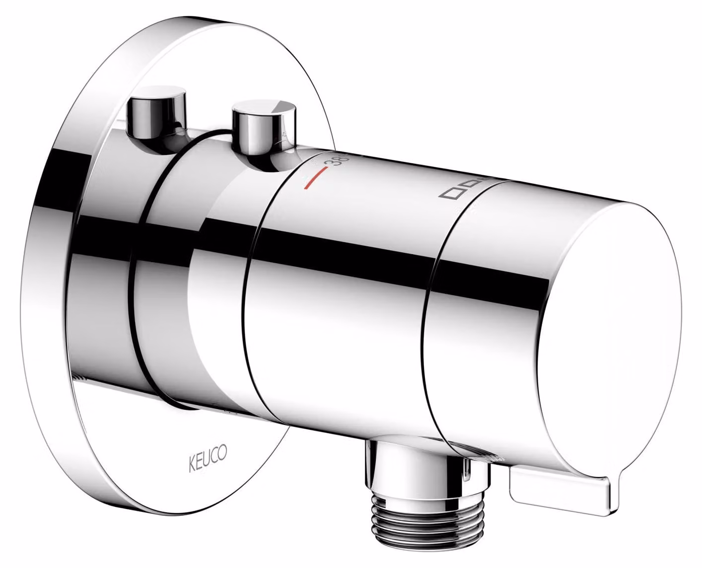 KEUCO IXMO Mitigeur thermostatique de douche encastré avec raccord de flexible, rosace ronde, 59554010001, 59554010001