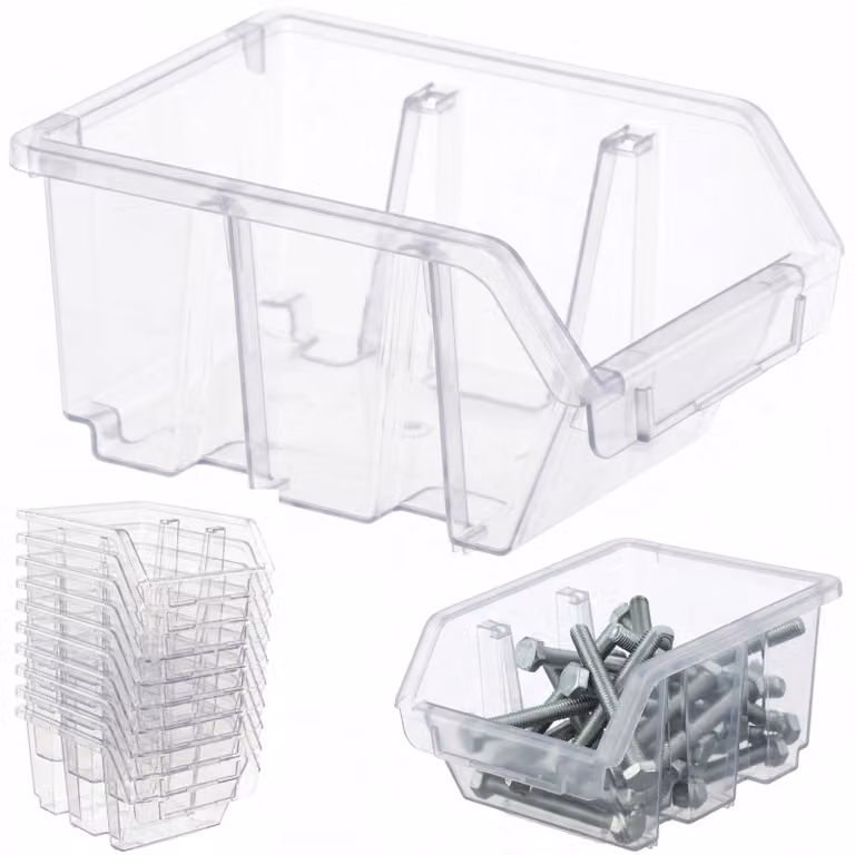 botle 10x Scatola per smistamento, scatola da magazzino, scatola impilabile, cassetta impilabile da officina, contenitore a vista, scatola trasparente 11,5x8,5x6 cm, scatola per smistamento, scatola in plastica, scatola da garage, scatola per attrezzi per