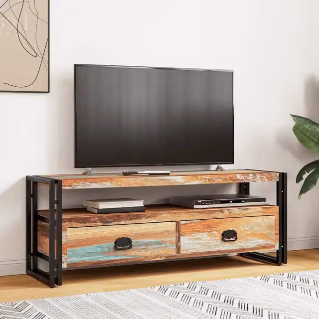 Mobile Porta TV-Credenza TV in Legno Massello di Recupero