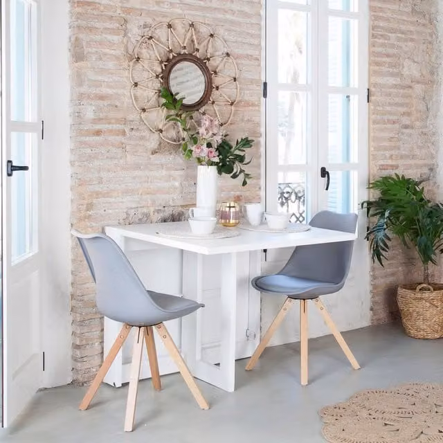 Tavolo da pranzo rettangolare pieghevole Banak in legno laccato bianco