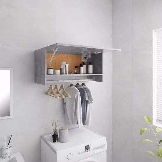 Cassettone con grande capacità di stoccaggio - grigio cemento - materiale legno - 70 x 325 x 35 cm