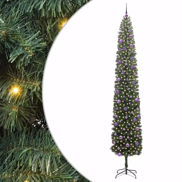 Albero di Natale artificiale moderno verde con 300 LED luce bianca calda, Altezza: 270 cm – 1