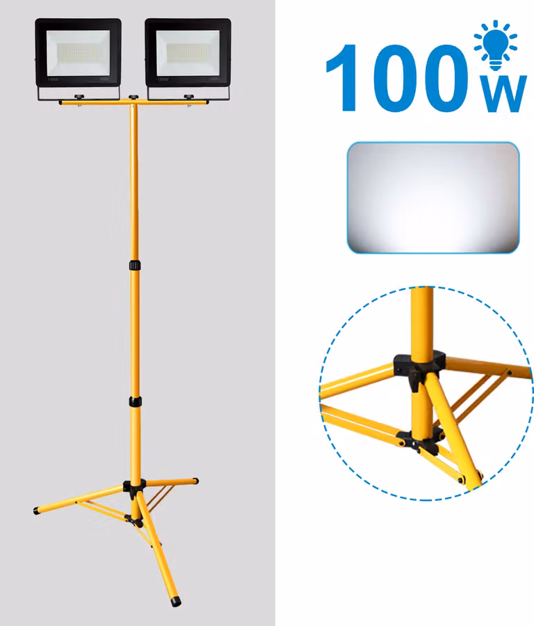 Jopassy Proiettore a LED con treppiede proiettore da costruzione per esterni IP66 proiettore per giardino cortile cortile 2X100W bianco freddo
