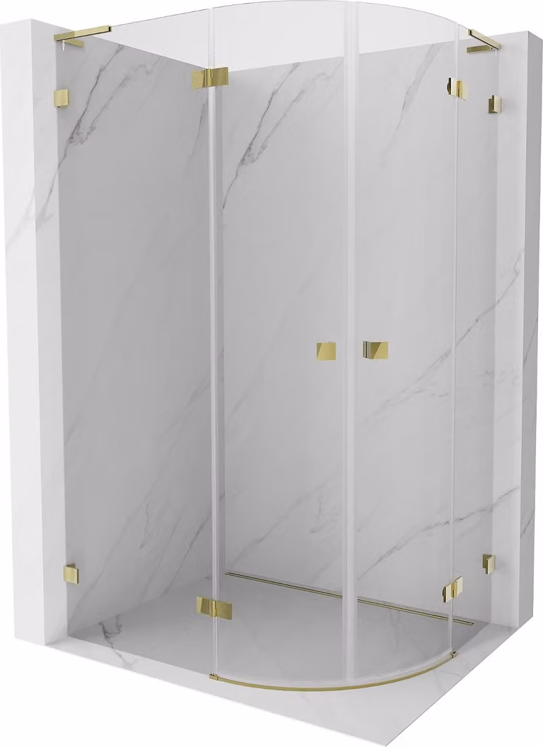 Mexen Lunar L cabina doccia semicircolare a battente sinistra 100 x 90 cm, trasparente, oro - 833L-100L-090P-50-00