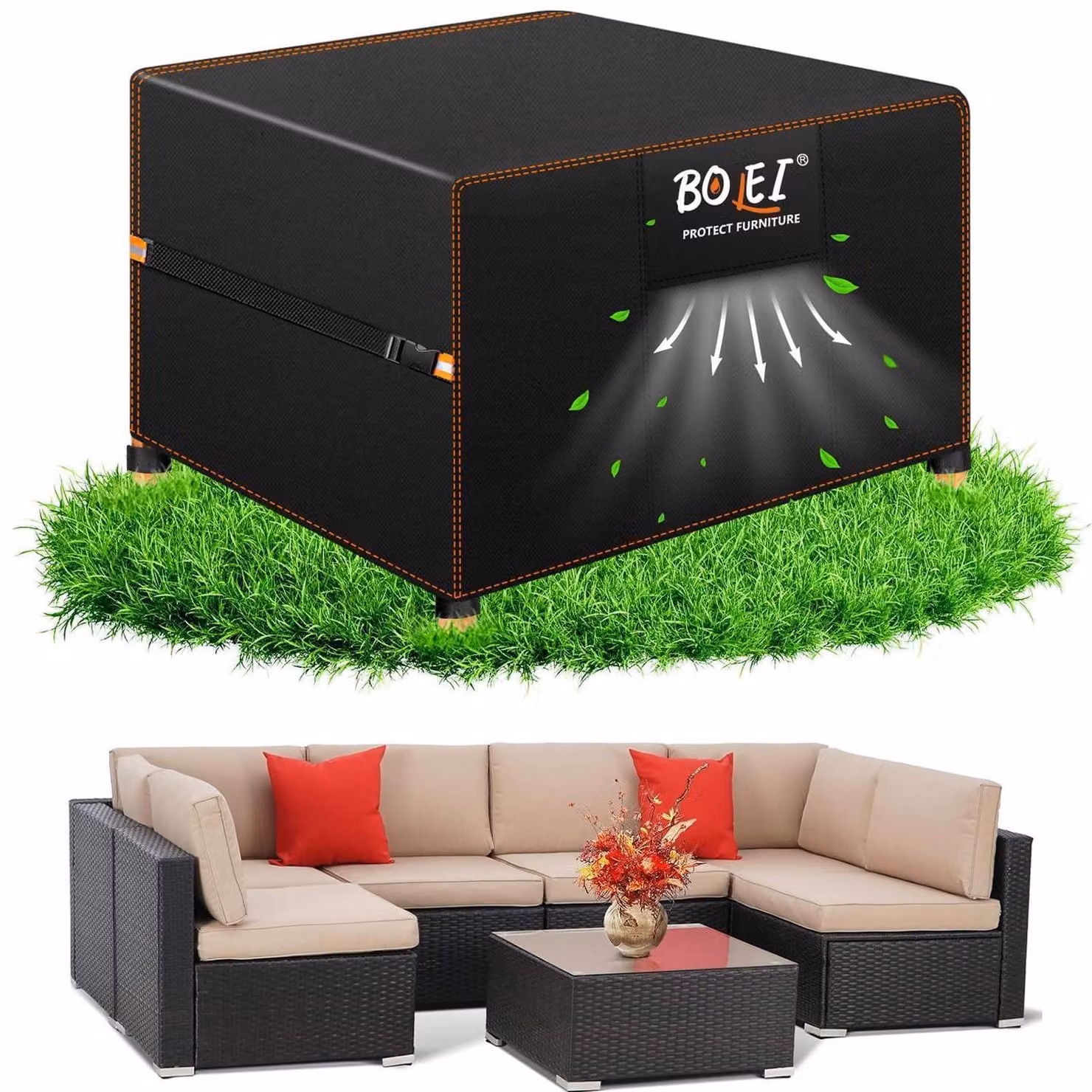 Telo protettivo per mobili da giardino, resistente alle intemperie invernali, dimensioni 200x200x90 cm, tessuto Oxford 420D, impermeabile, resistente al vento, con sistema di ventilazione e sacca per il trasporto