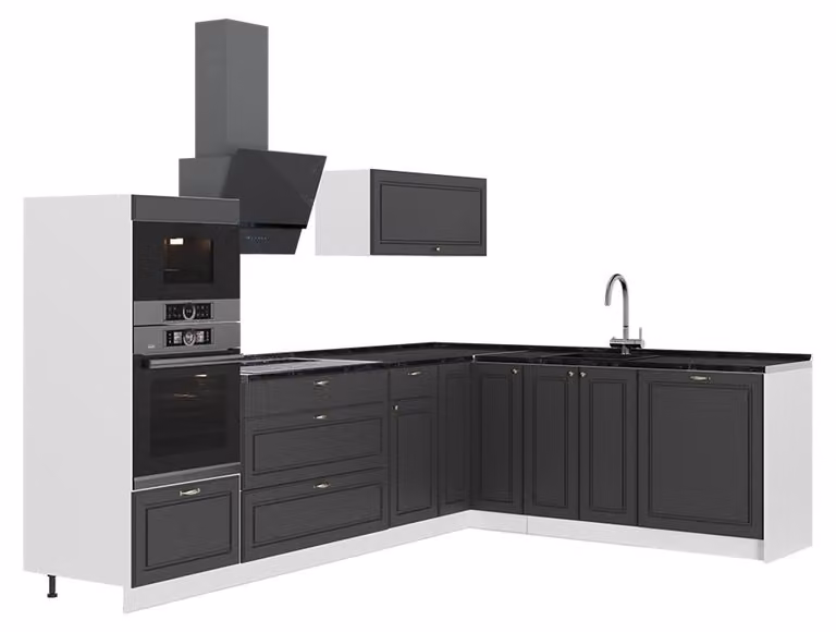 Cucina angolare completa Vicco Fame-Line Oro-antracite rustico/Bianco 287 x 207 cm senza piano di lavoro, Model 63524