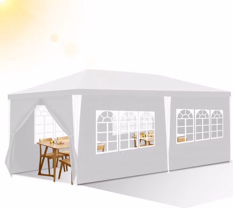 Jopassy gazebo da giardino - Gazebo da giardino impermeabile con Easy-Klett, protezione perfetta in qualsiasi condizione atmosferica Bianco 3x6m