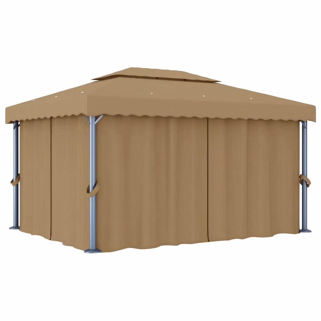 The Living Store Padiglione con tenda 4x3 m Alluminio Taupe