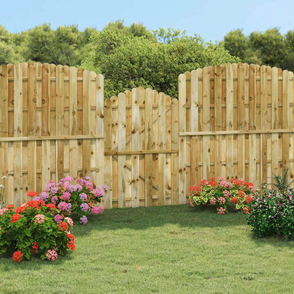 vidaXL Cancello da Giardino a Battente in Legno di Pino Impregnato, Disponibile in Verde o Marrone, L: 100 cm, H: 150 cm