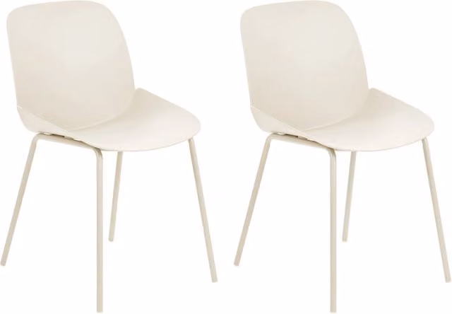 Set di 2 sedie da pranzo Beliani in plastica e metallo beige con design moderno per cucina e sala da pranzo