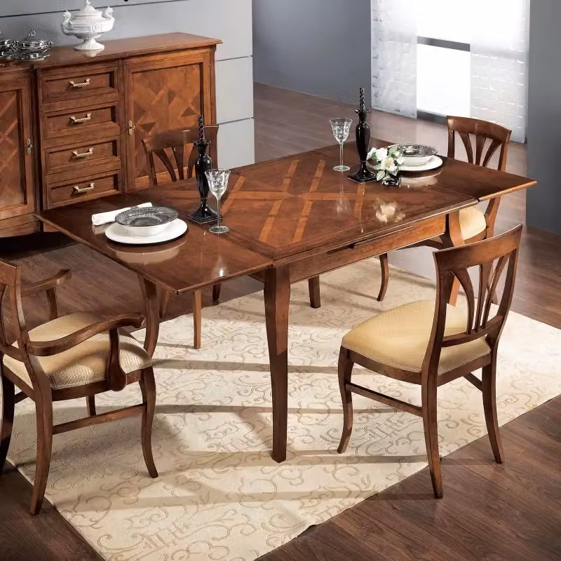 Tavolo quadrato allungabile classico in legno bassano marrone Mobili 2G L/P/H: 110 x 110 x 80 cm – 3