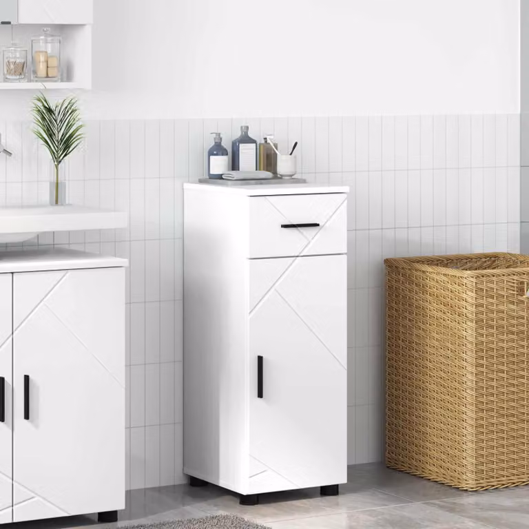 Mobile da bagno moderno vidaXL bianco con ante a cerniera e ripiani interni L/P/H: 30 x 35 x 80 cm