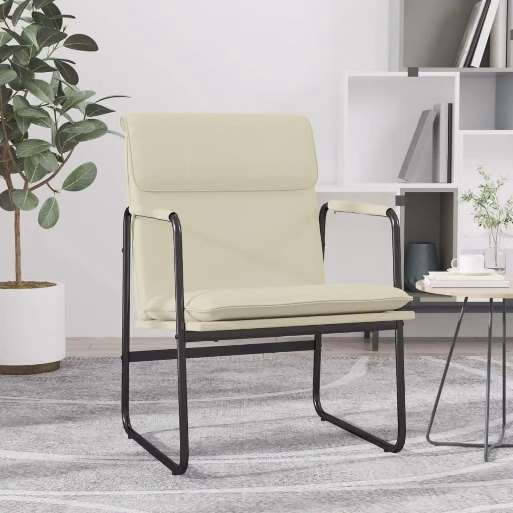 The Living Store Sedia lounge Cream 55x64x80 cm in Pelle finta