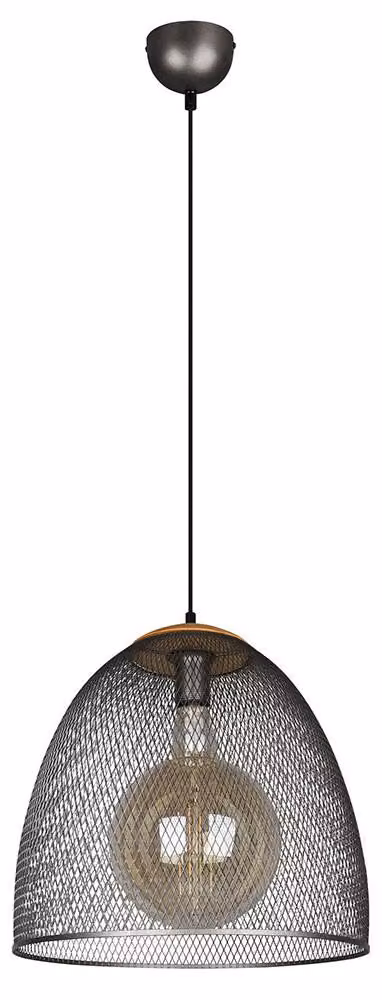 Lampada a sospensione, design a griglia, legno, argento, altezza 150 cm