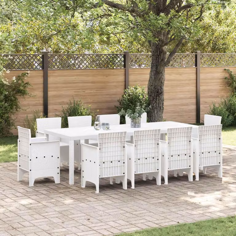 Maison Exclusive - Set da pranzo per esterno, 11 pezzi, polipropilene bianco