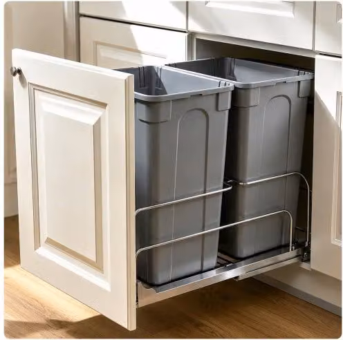 Pattumiera estraibile VEVOR con doppio contenitore per la raccolta differenziata da cucina, capacità 39,8 L, colore grigio