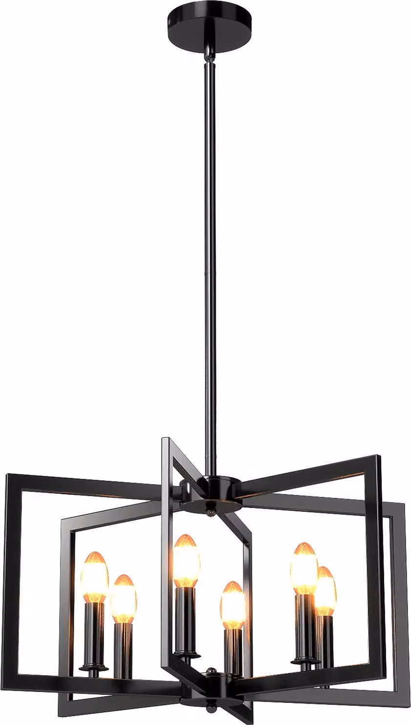 COSTWAY lampadario a 6 luci, plafoniera industriale a sospensione con altezza regolabile 67-157cm, lampada a sospensione a soffitto in metallo nero antico