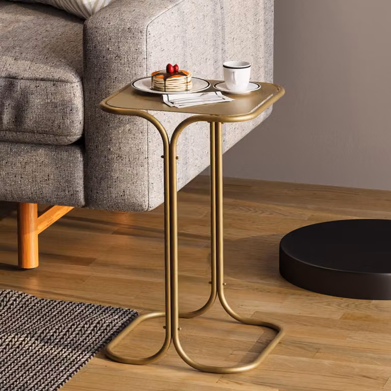 Perrero - Tavolino da Salotto, 30x30x52h cm oro, Forma Quadrato