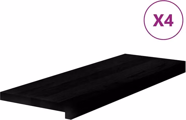 Set di 4 tappetini autoadesivi per scale in legno massello di rovere, colore marrone scuro, L: 70 cm, P: 25 cm, H: 2 cm