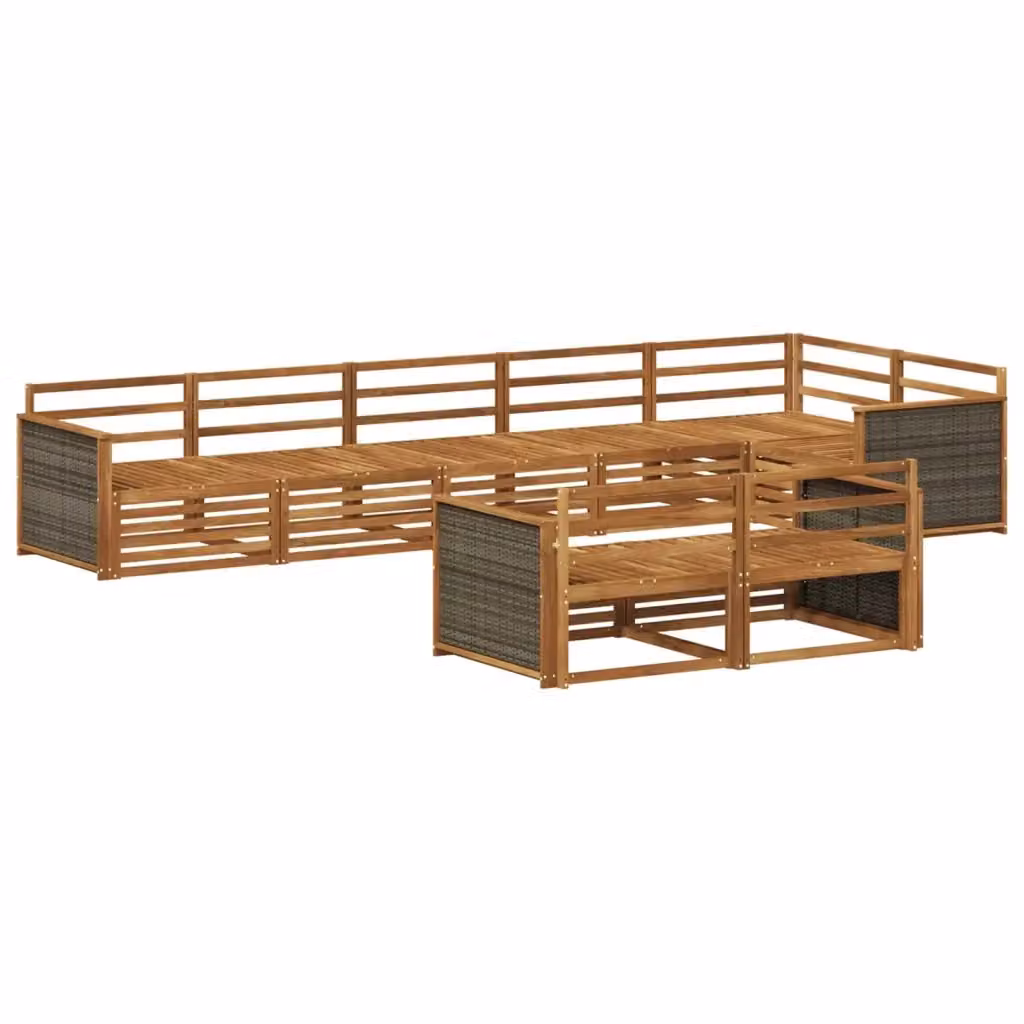 Set di divani da esterno a L vidaXL in legno di acacia marrone con cuscini inclusi – 2