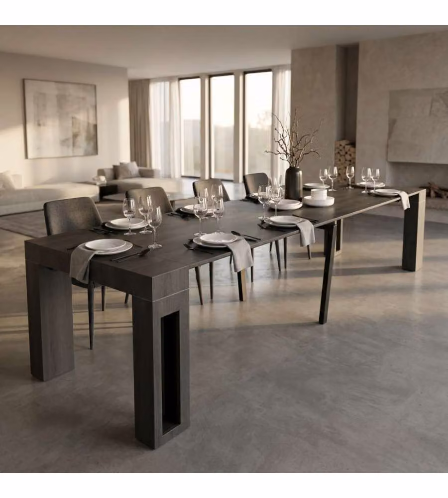 Cosma Tavolo Consolle Allungabile Antracite 45/300 x 90 cm Design Moderno
