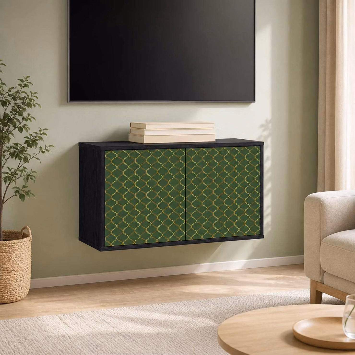 Mobile TV da parete vidaXL GELEEN in rovere nero, L 69 cm x P 33 cm x H 40 cm
